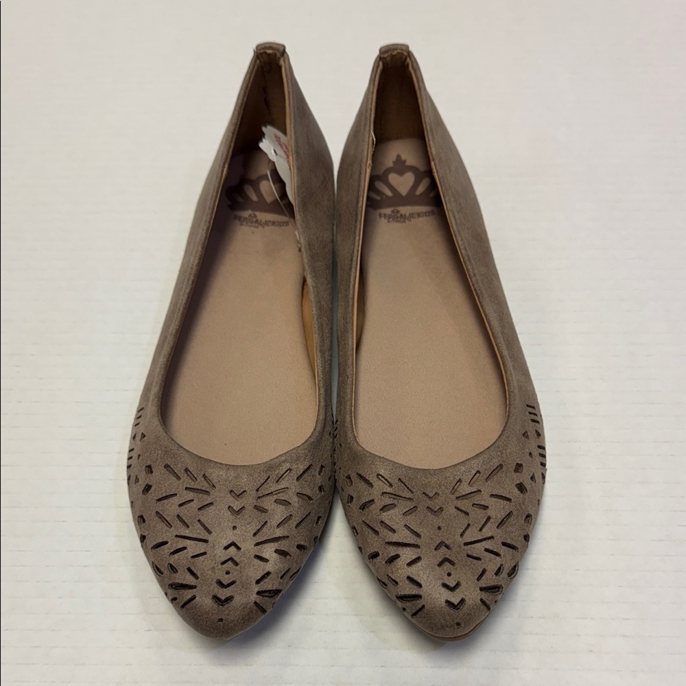 Fergalicious Taupe Laser Cut Flats